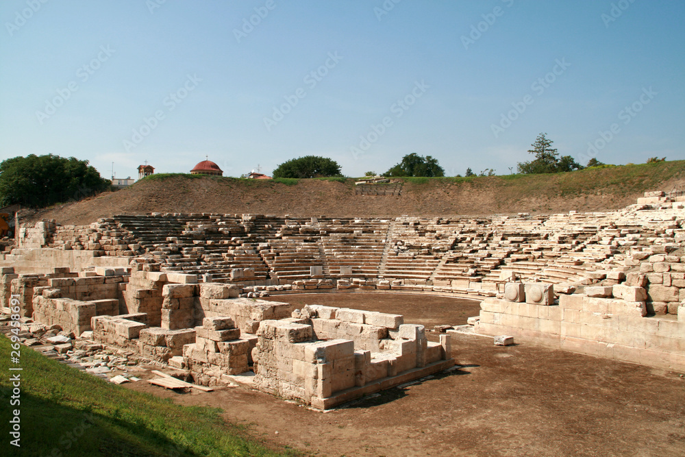  Ancient amphitheater in the archeological area of Larissa, Thessaly region, Greece