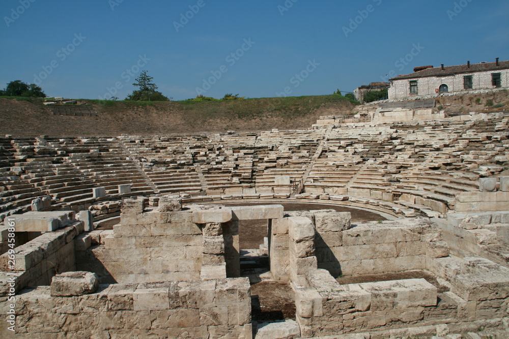  Ancient amphitheater in the archeological area of Larissa, Thessaly region, Greece