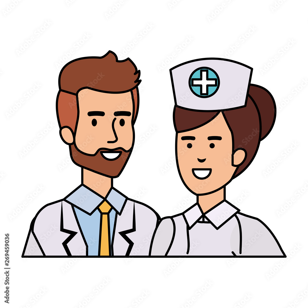 couple of professionals doctor and nurse characters couple of professionals doctor and nurse characters
