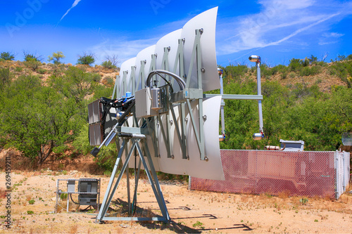 Concentrated Solar Power (CSP) mirrors at Bisosphere 2, the American Earth system science research facility located in Oracle, AZ photo