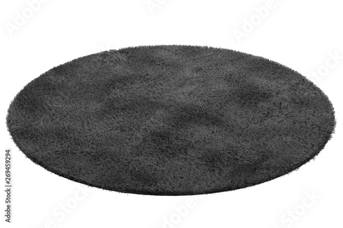 Modern black rug with high pile. 3d render