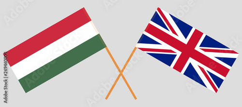 The UK and Hungary. British and Hungarian flags