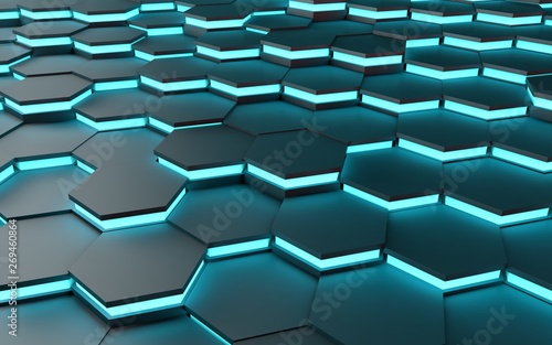 Hexágono digital luminoso futuro