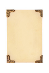 Vintage photo or album corners for scrapbook on old paper background