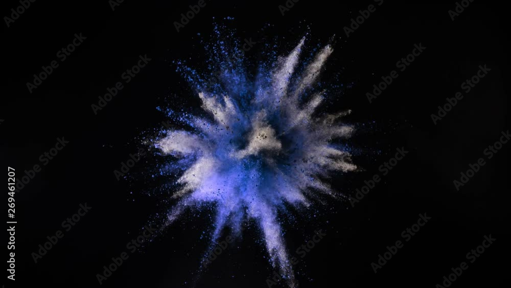 Super slow motion of coloured powder collision isolated on black background. Filmed on high speed cinema camera, 1000fps. Super slow motion of coloured powder collision isolated on black background. Filmed on high speed cinema camera, 1000fps.