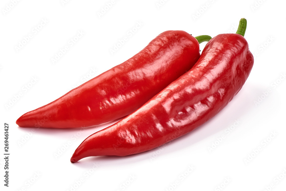 Fresh mini bell peppers, close-up, isolated on white background Fresh mini bell peppers, close-up, isolated on white background