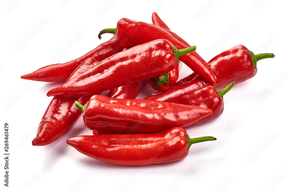 Fresh mini bell peppers, close-up, isolated on white background Fresh mini bell peppers, close-up, isolated on white background