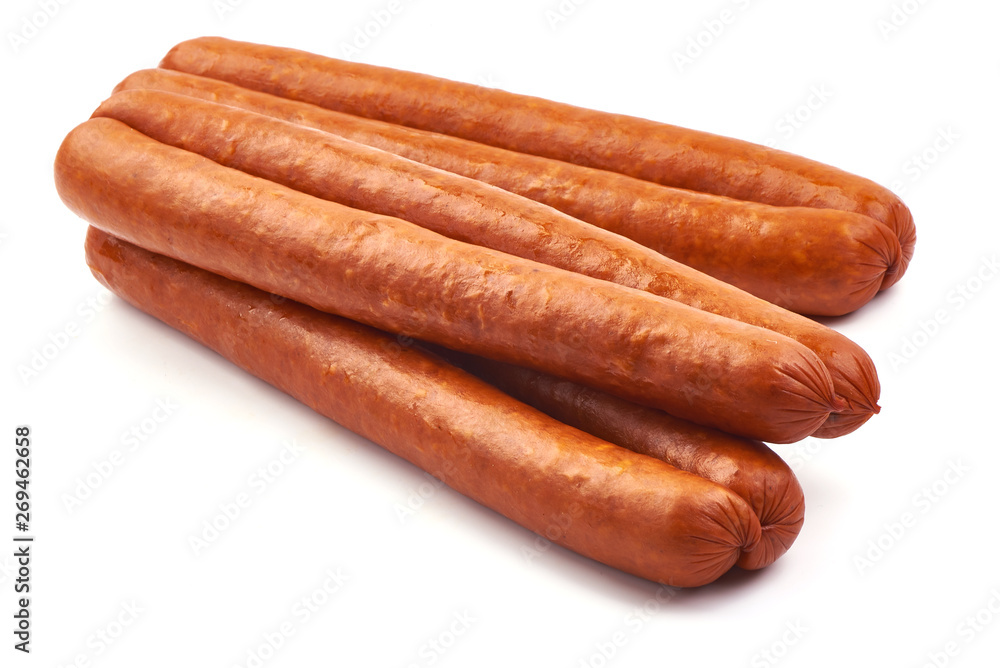 Oktoberfest Smoked Sausages, close-up, isolated on white background Oktoberfest Smoked Sausages, close-up, isolated on white background