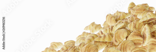 Infinite croissants on white  original 3d rendering