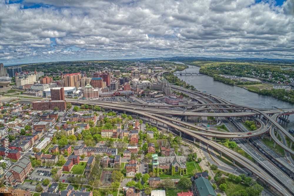Aerial View of the City Albany, Capitol of the State of New York