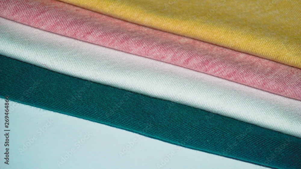 Pile of different color jersey cotton textile samples