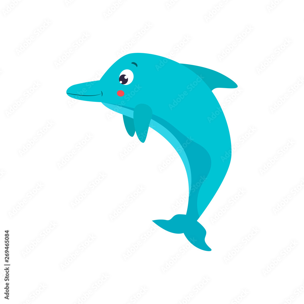 Cartoon dolphin vector illustration.