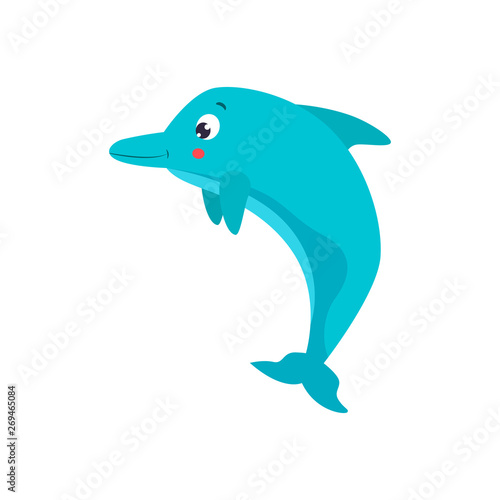 Cartoon dolphin vector illustration.