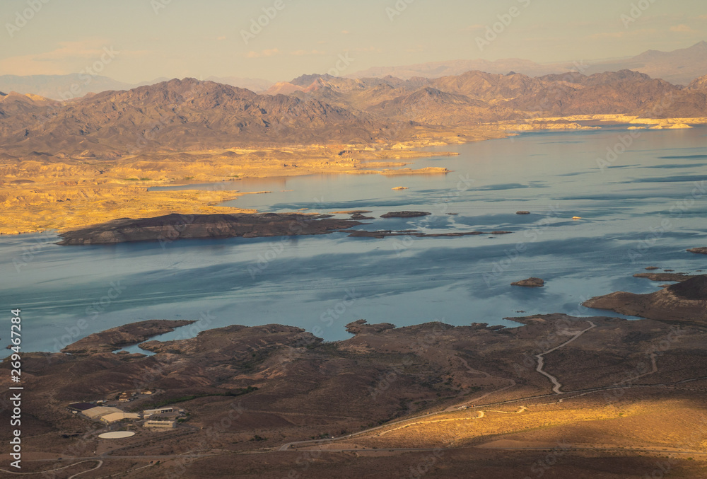 desert lake and mountains