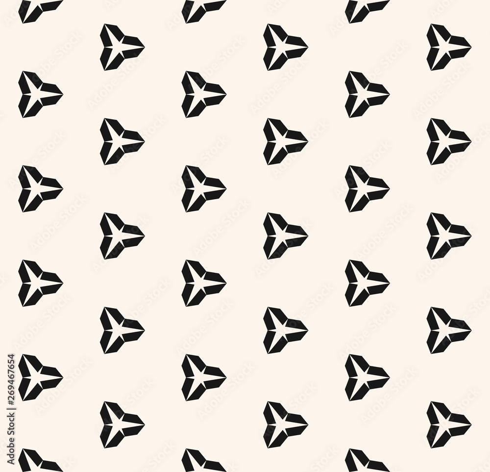 Fototapeta premium Vector minimalist black and white seamless pattern with small geometric shapes