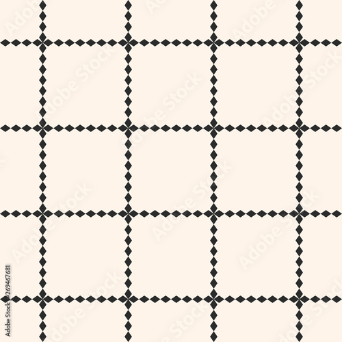 Vector square grid seamless pattern. Geometric lattice, cross jagged lines