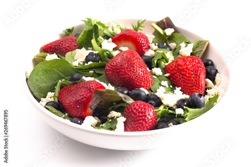 ABright Garden Salad with Fresh Fruit Isolated on a White Background