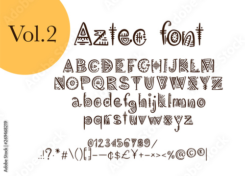 Tribal Aztec Alphabet. Vector.