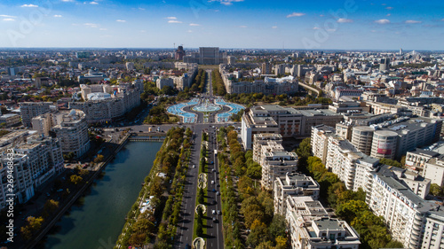 Aerial footage of Bucharest downtown photo
