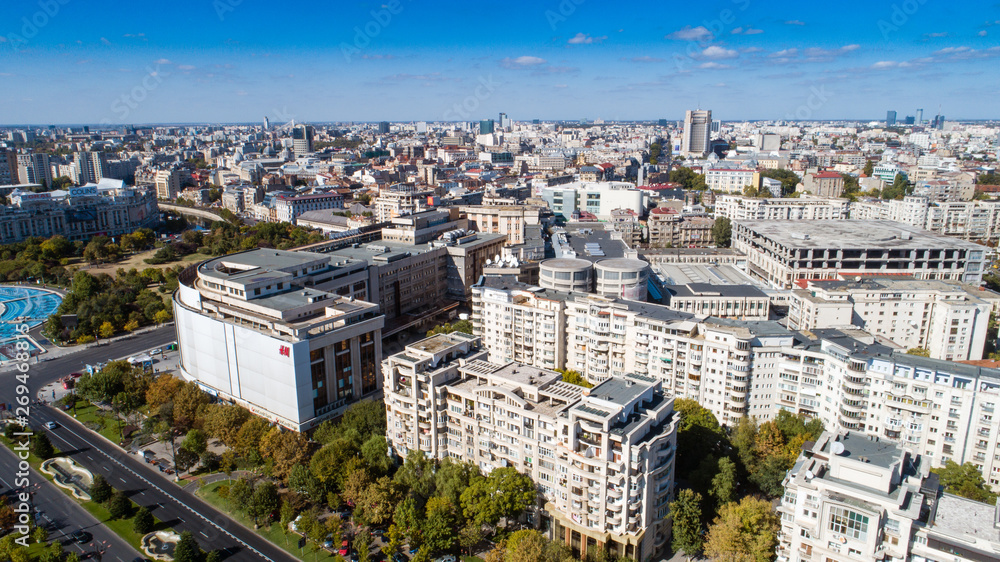 Obraz premium Aerial footage of Bucharest downtown