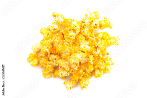 Extra Cheese Yellow Popcorn on a White Background