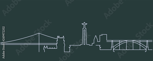 Portugal Simple Line Skyline and Landmark Silhouettes