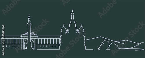 Russia Simple Line Skyline and Landmark Silhouettes