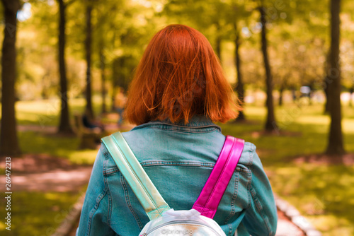 Girl walking on the park