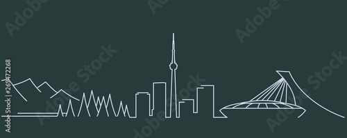 Canada Simple Line Skyline and Landmark Silhouettes
