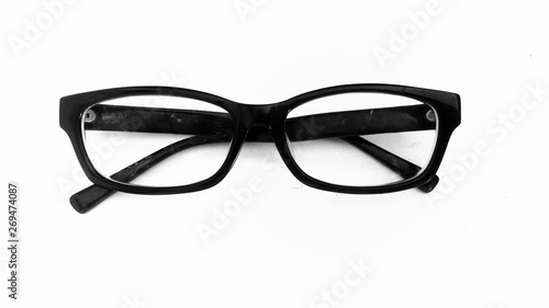 Old glasses, black frame .. but still works well .. black and white images