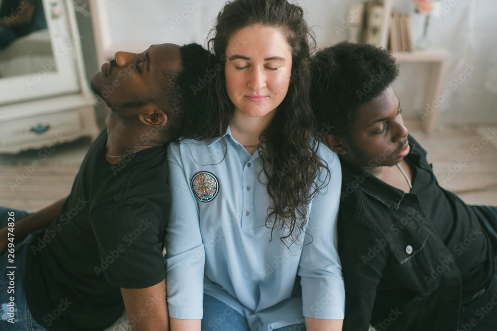 Multicultural Love And Relationships Concept Young White Woman Sits