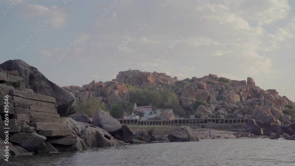 Hampi Karnataka India march 23 2019: Tungabhadra River. Hampi Karnataka India march 23 2019: Tungabhadra River.