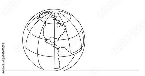 continuous line drawing of world planet earth