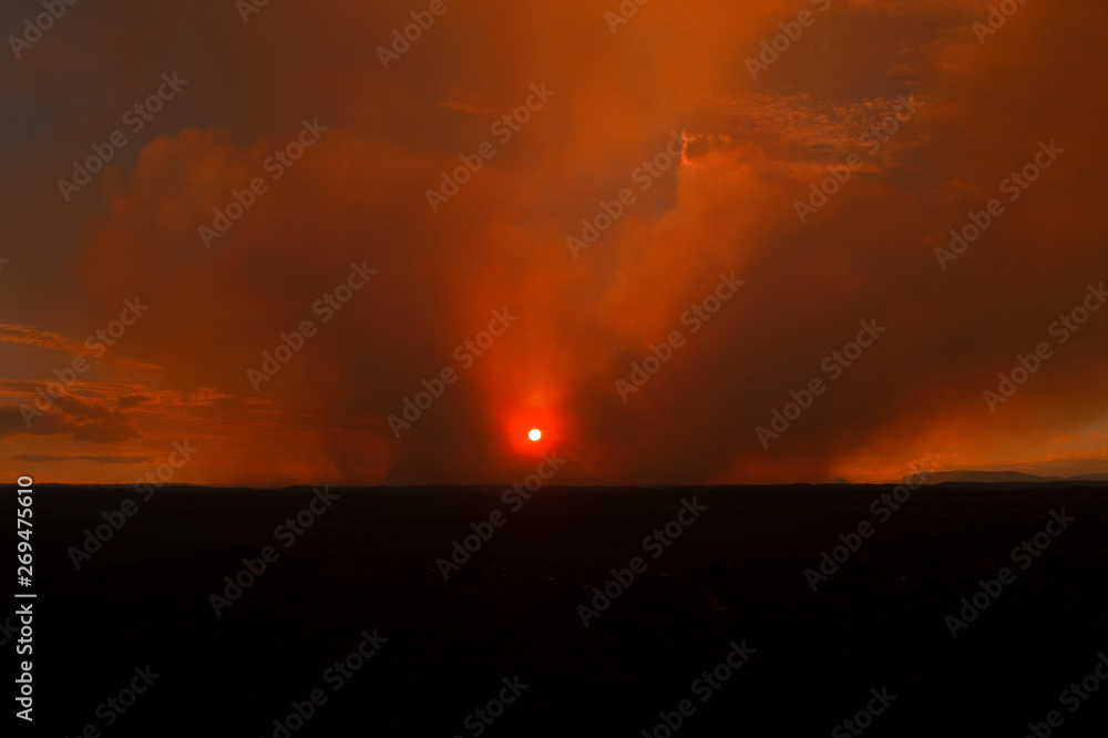 Smoke of a large bush fire in The Blue Mountains. Smoke of a large bush fire in The Blue Mountains.