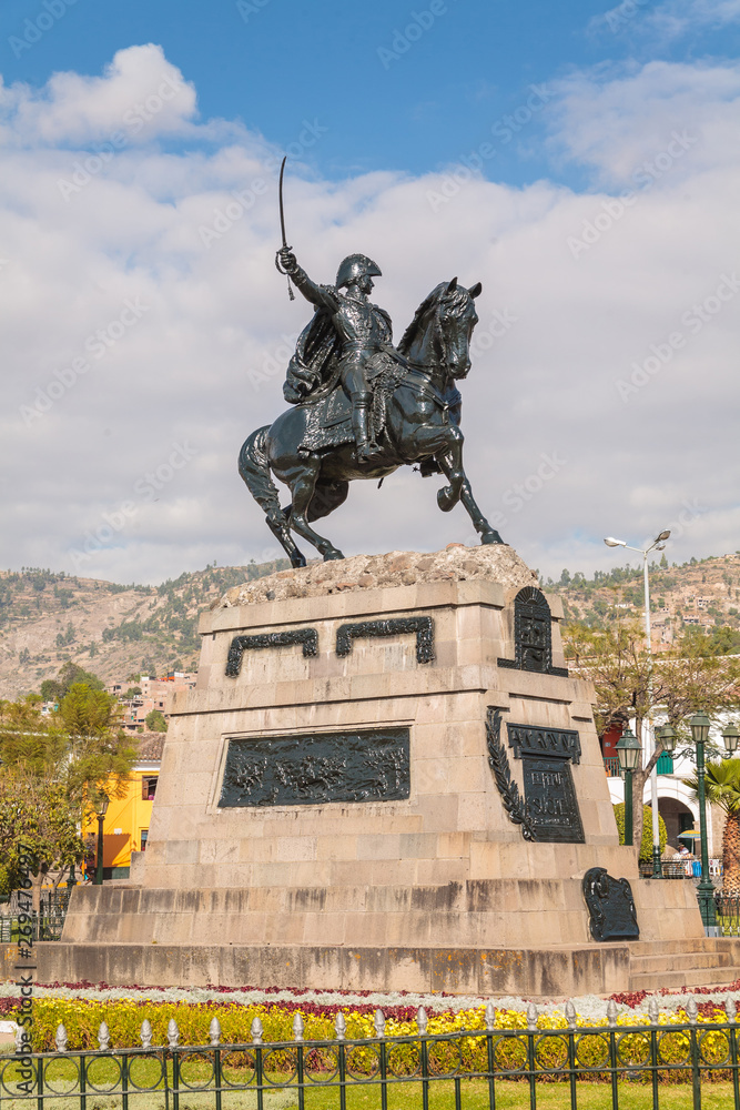 Sucre statue in Ayacucho, Peru