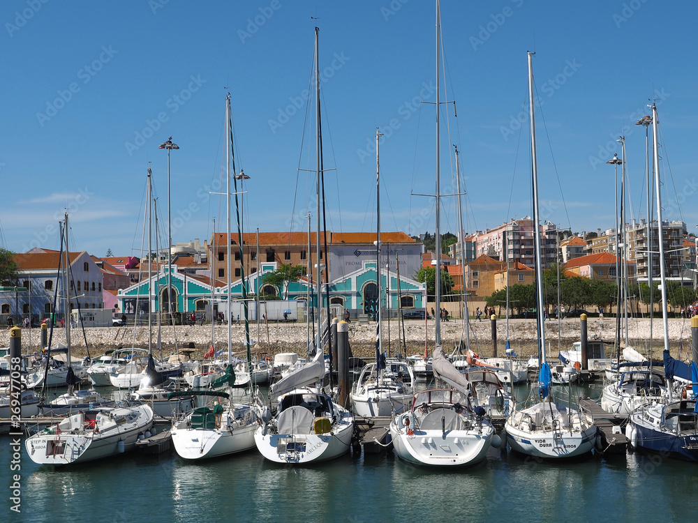 Marina of Belem in Lisbon with boats