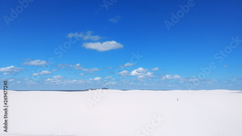 large dune field in maranhão with blue sky