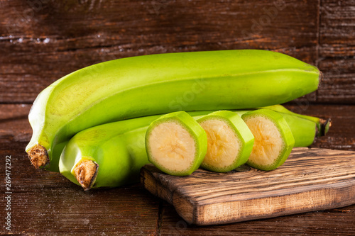 Bilde på lerret Organic green plantain - Musa x paradisiaca