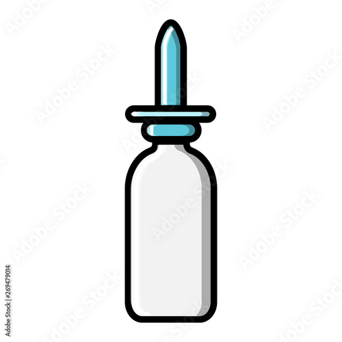 Small medical pharmacetic nasal drops in a jar for the treatment of rhinitis, icon on a white background. Vector illustratio