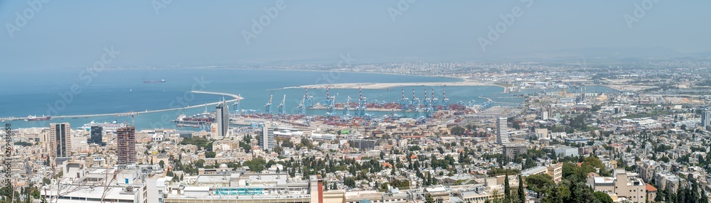 View of the Haifa Docks With Downtown Haifa in the background  -