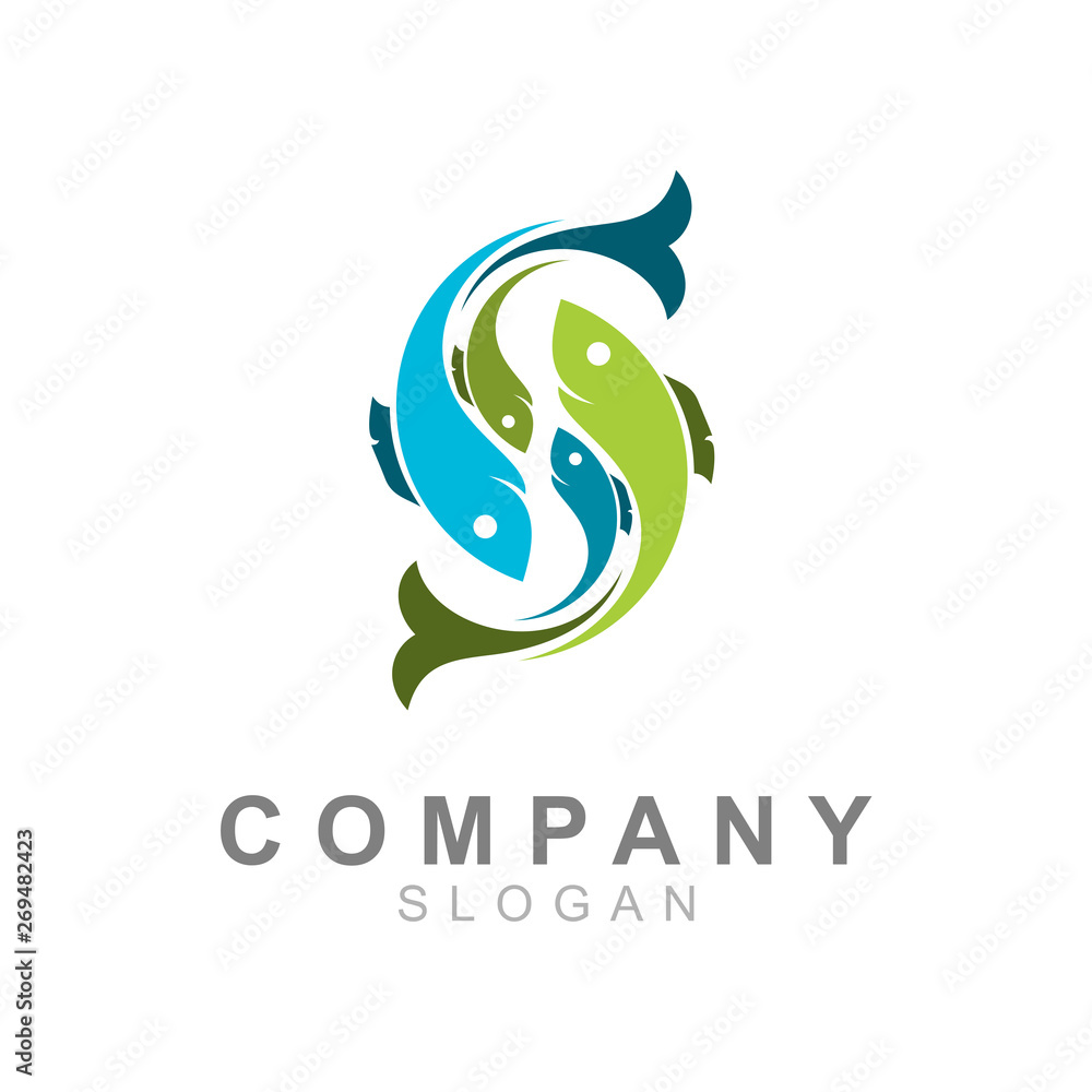 S letter logo and fish, logo letter s and fish, water icon S letter logo and fish, logo letter s and fish, water icon