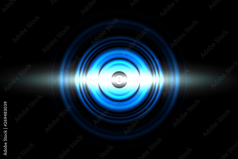 Sound waves oscillating blue light with circle spin abstract background Sound waves oscillating blue light with circle spin abstract background
