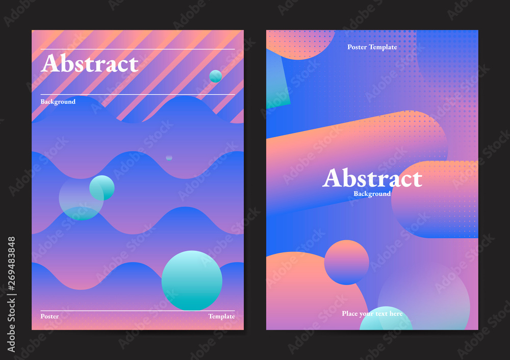Purple abstract poster set