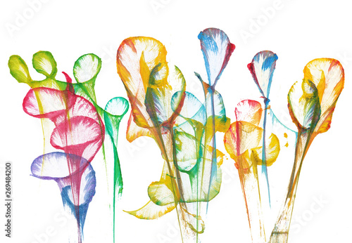 Wallpaper Mural Art Abstract Flowers .Hand watercolor painting on paper. Torontodigital.ca