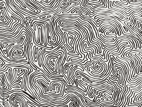 Vector monochrome pattern, curved lines, black and white grunge background