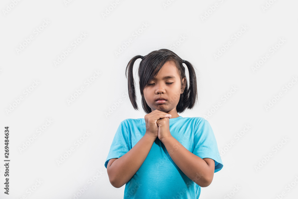 Portrait of Funny little girl acting in studio shot Portrait of Funny little girl acting in studio shot
