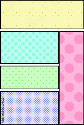 Illustration of a pale color cartoon frame with dot pattern 