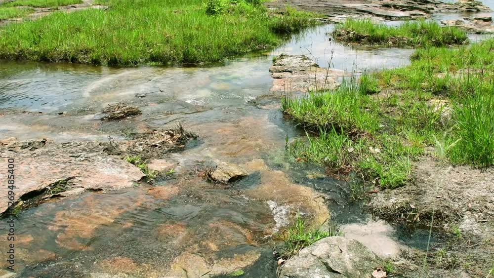 Movement of water in small stream. Relaxing water background.