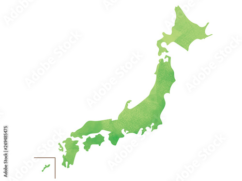水彩風の日本地図