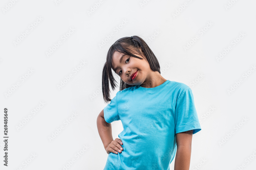 Portrait of Funny little girl acting in studio shot Portrait of Funny little girl acting in studio shot